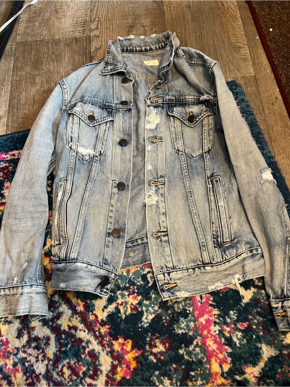 Able Light Wash Distressed Denim Jacket